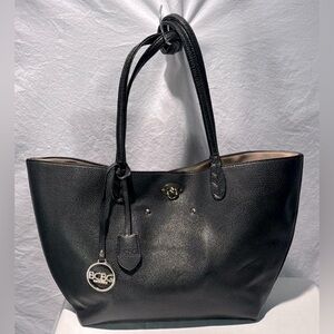 BCBG Elegant Black Leather Tote